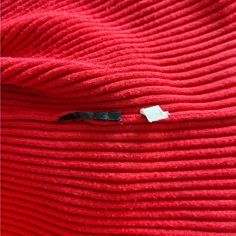Y2K BEBE Dress Red Swarovski Midi Ribbed Knit Full Zip Women S Hip Hop Boho